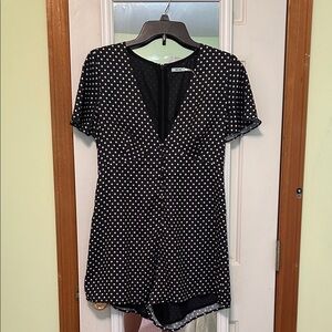 Kimchi Blue Black and White Polka Dot Romper